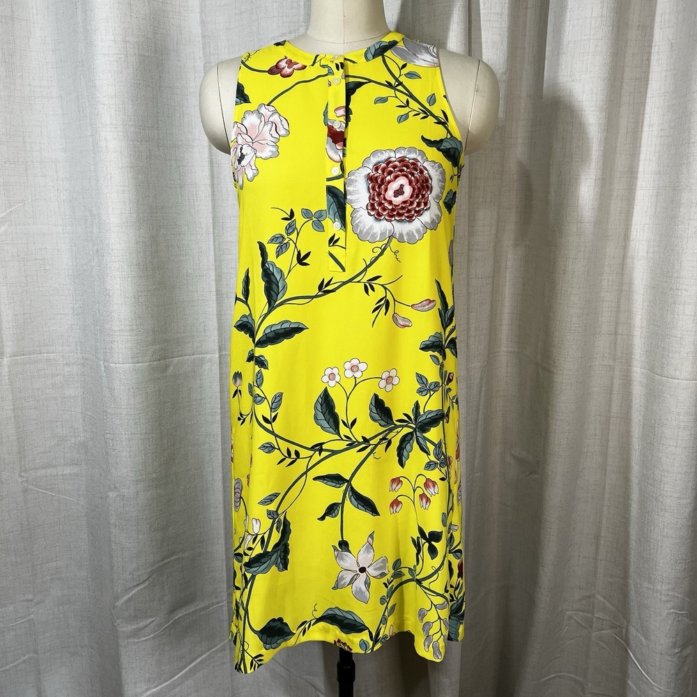 NEW! Loft Outlet Blouse Size Small Yellow Floral‎ Henley Neck Flowy Sleeveless